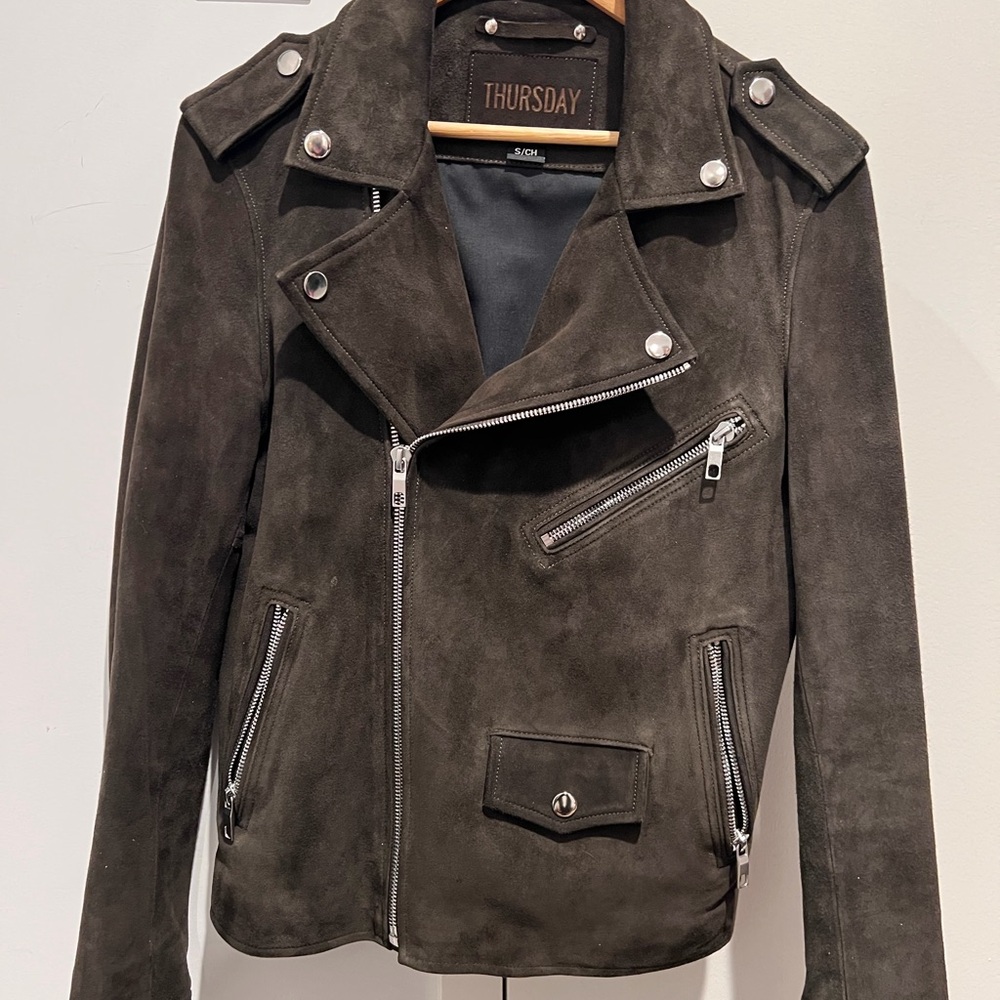 Thursday Boots Suede Moto Jacket - Olive